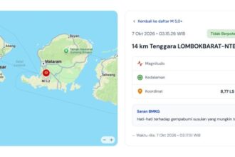 Pusat gempa bumi di NTB/ Foto: BMKG