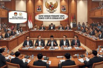 Ilustrasi konsultasi KPU dan DPR RI/ foto: gemini
