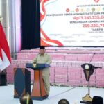 Presiden Prabowo Subianto menyampaikan sambutannya di Kompleks Kejaksaan Agung Republik Indonesia/ Foto: BPMI Setpres
