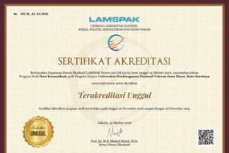 Sertifikat akreditasi ilkom upn veteran jatim/dok.aktual.co.id